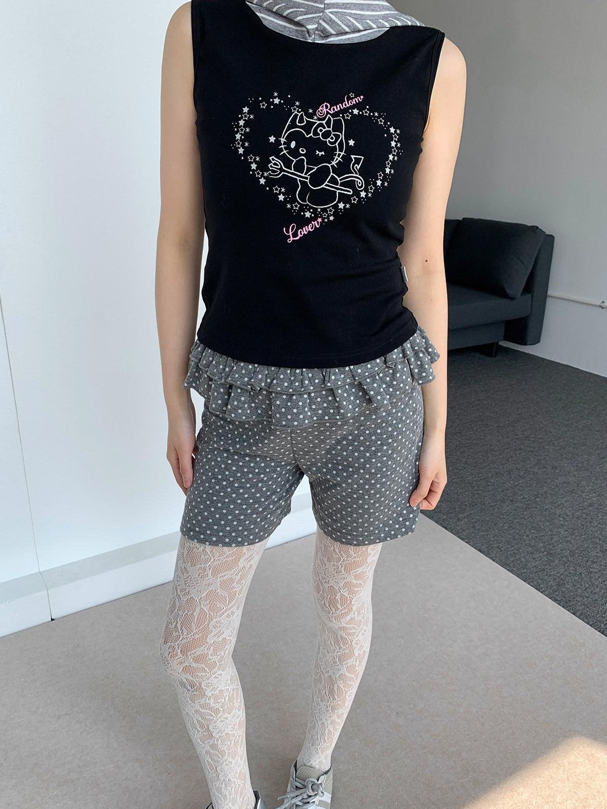atrandom Sweet Cool Cartoon Heart Print Slim Fit Women&