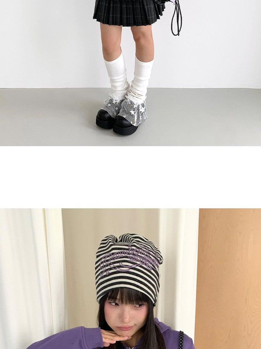 atrandom White Purple Chain Original Embroidery Letter Print Women&