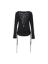 Black Sexy Off-Shoulder Long Sleeve T-Shirt For Women