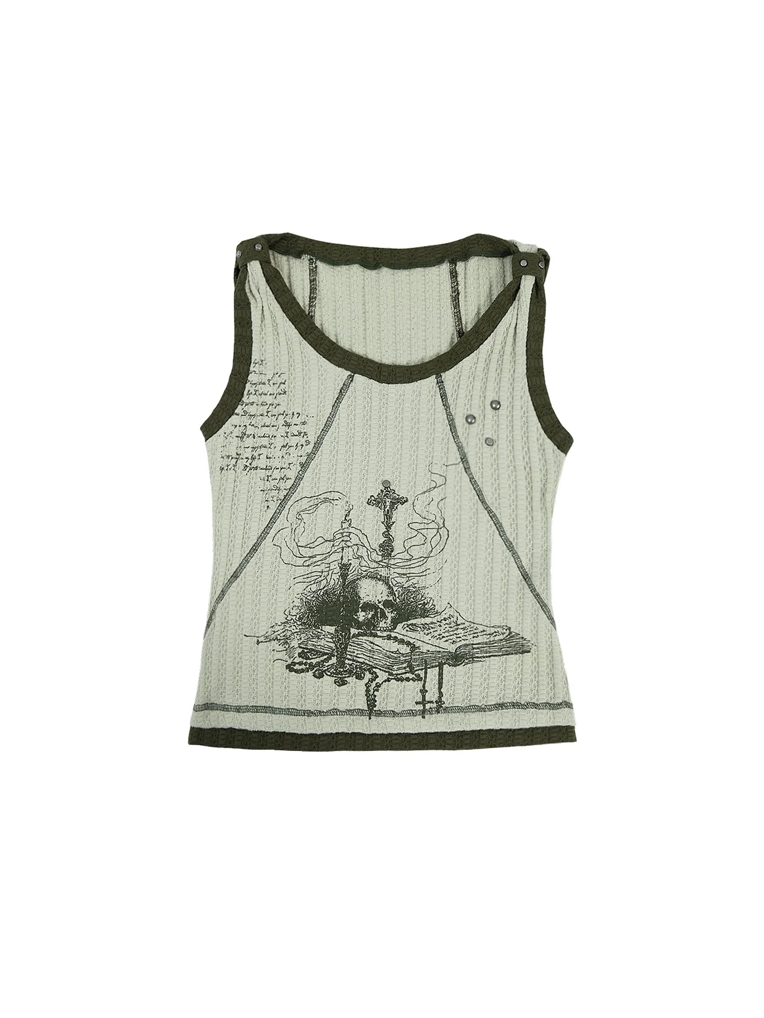 Vintage Punk Print Knit Vest Top