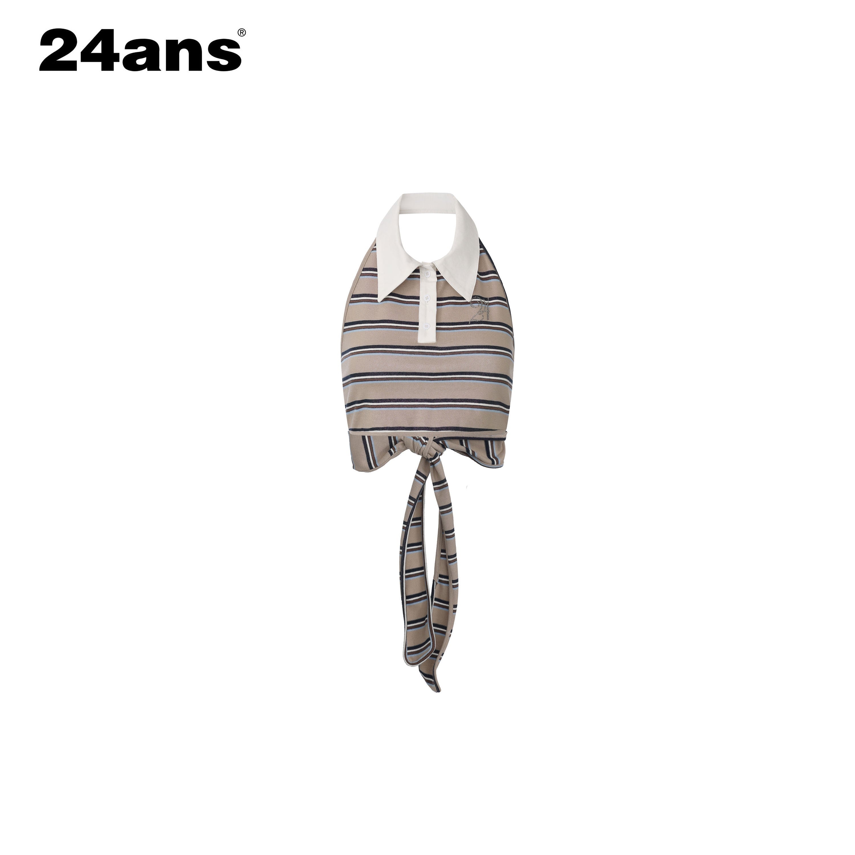 24ans_Khaki_Striped_Rhinestone_Back_Cutout_Women&