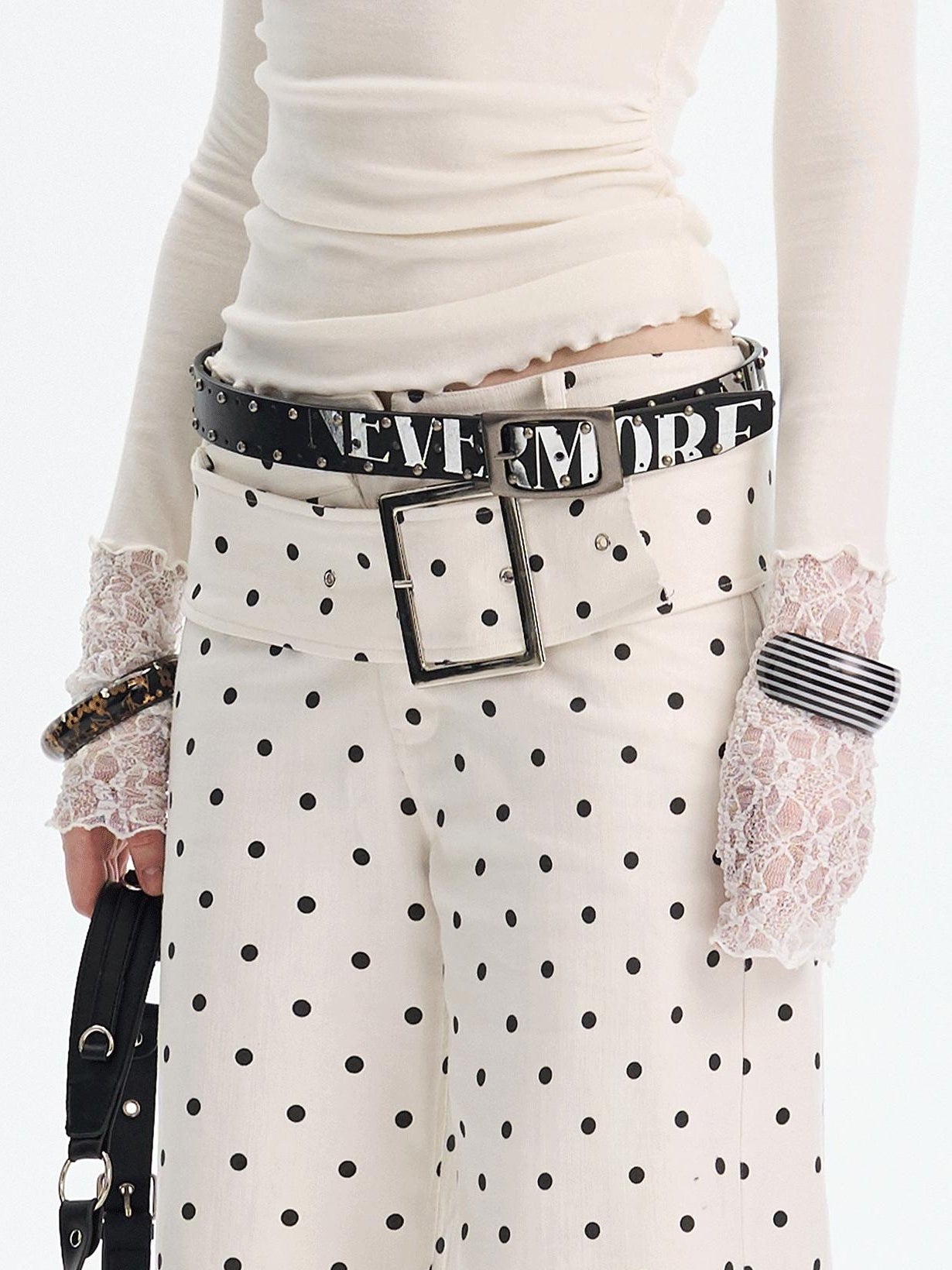 The NeverMore Sleek Black Printed Pu Pin Buckle Slim Women Adjustable 107Cm Faux Leather Belts