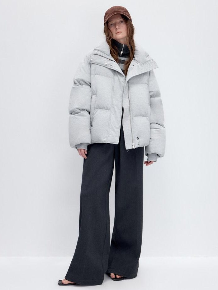 RUN TO THE FUTURE Warm 90 Percent White Duck Down Retro Straight Fit Cotton Gray Down Jackets
