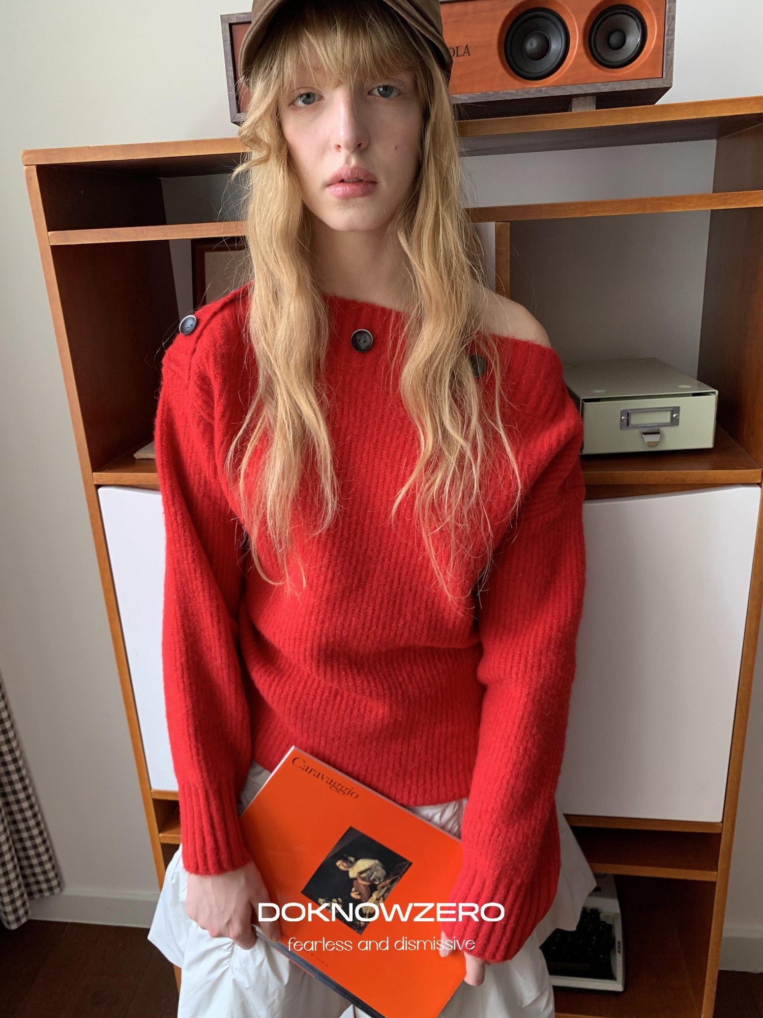 DKZ OFFICIAL Relaxed Button One Shoulder Women&