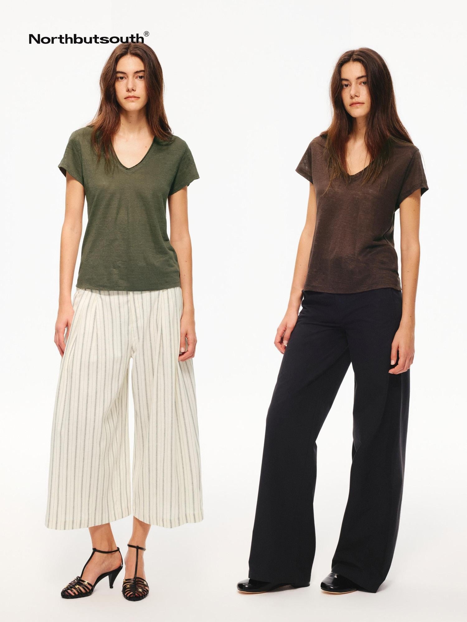 Northbutsouth Multicolor Snowflake V-neck Rolled Hem Women&