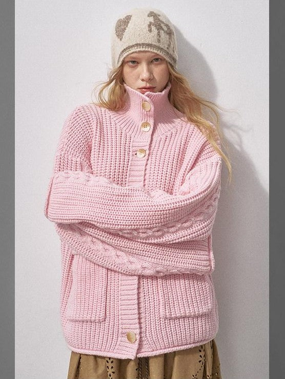 DIDDI MODA Sakura Pink Chunky Cable Knit Women&