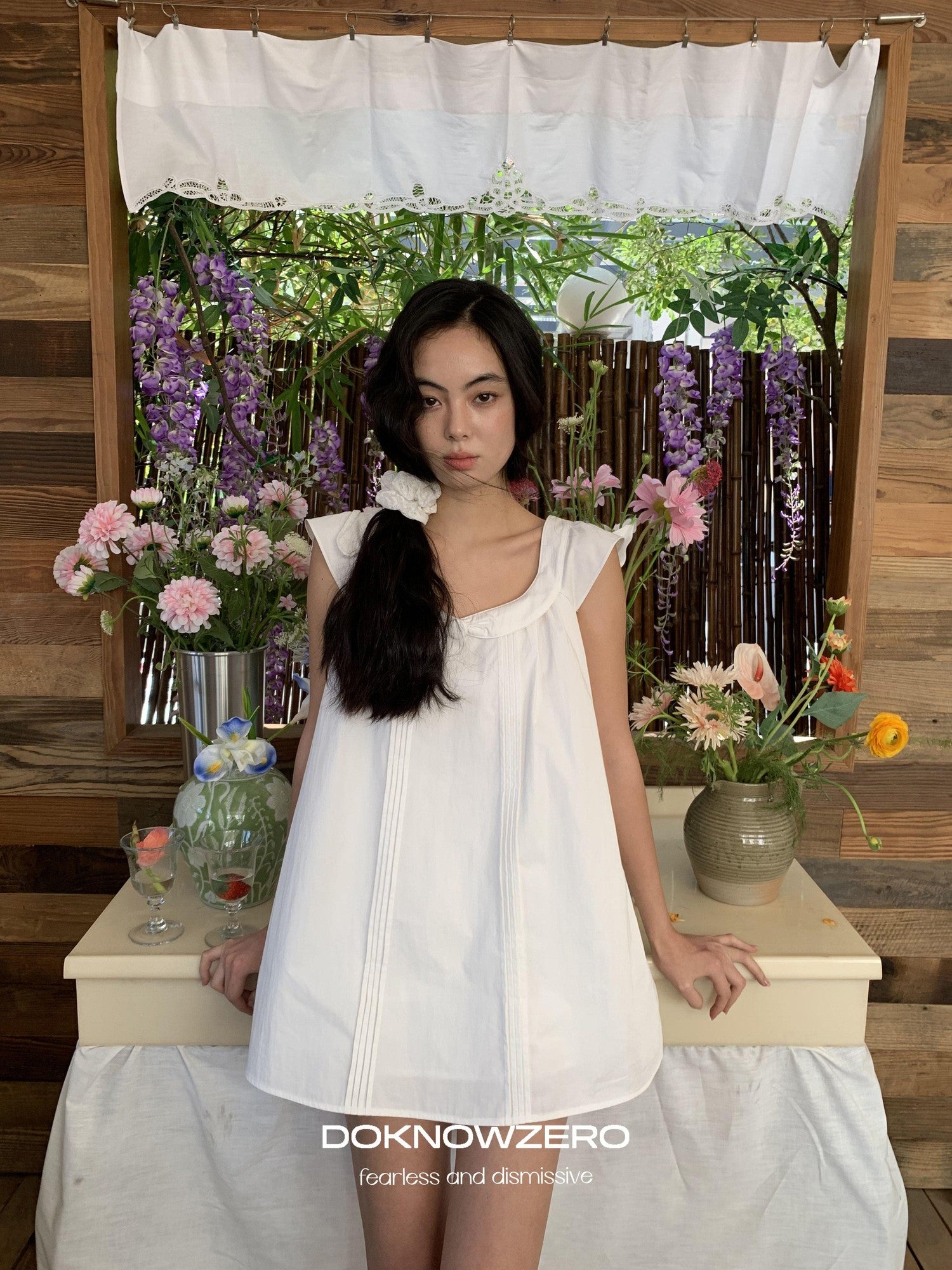 DKZ OFFICIAL White Doll Collar A Line Two Piece Women&