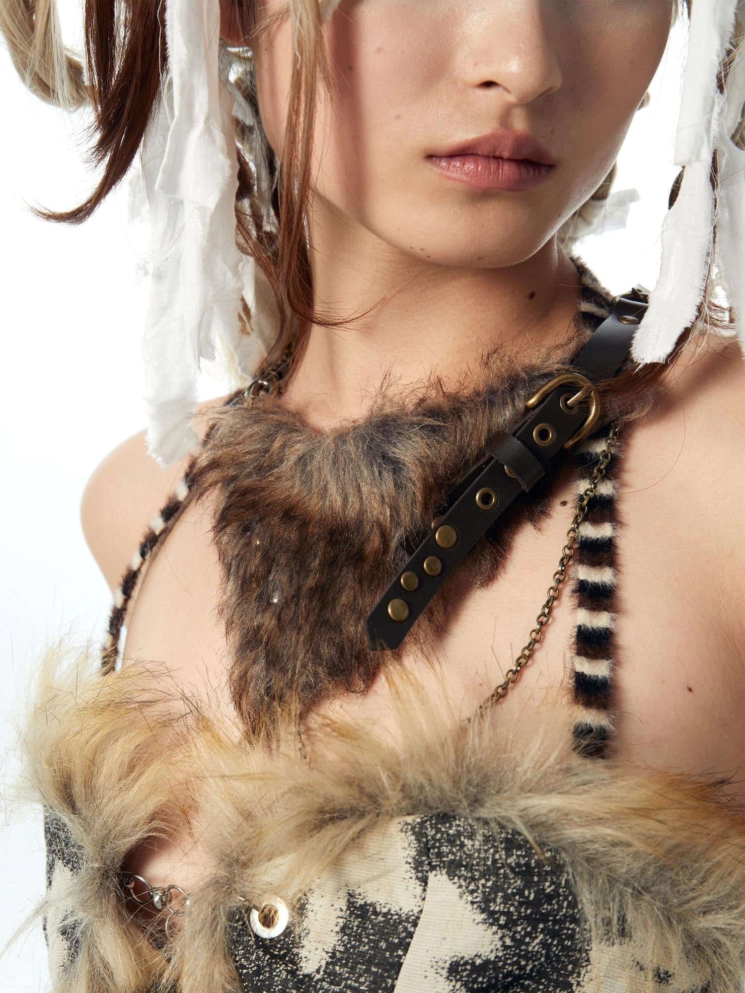 nit alcove Original Design Layered Multicolor Spotted Fluffy Pendant Alloy Chain Necklaces