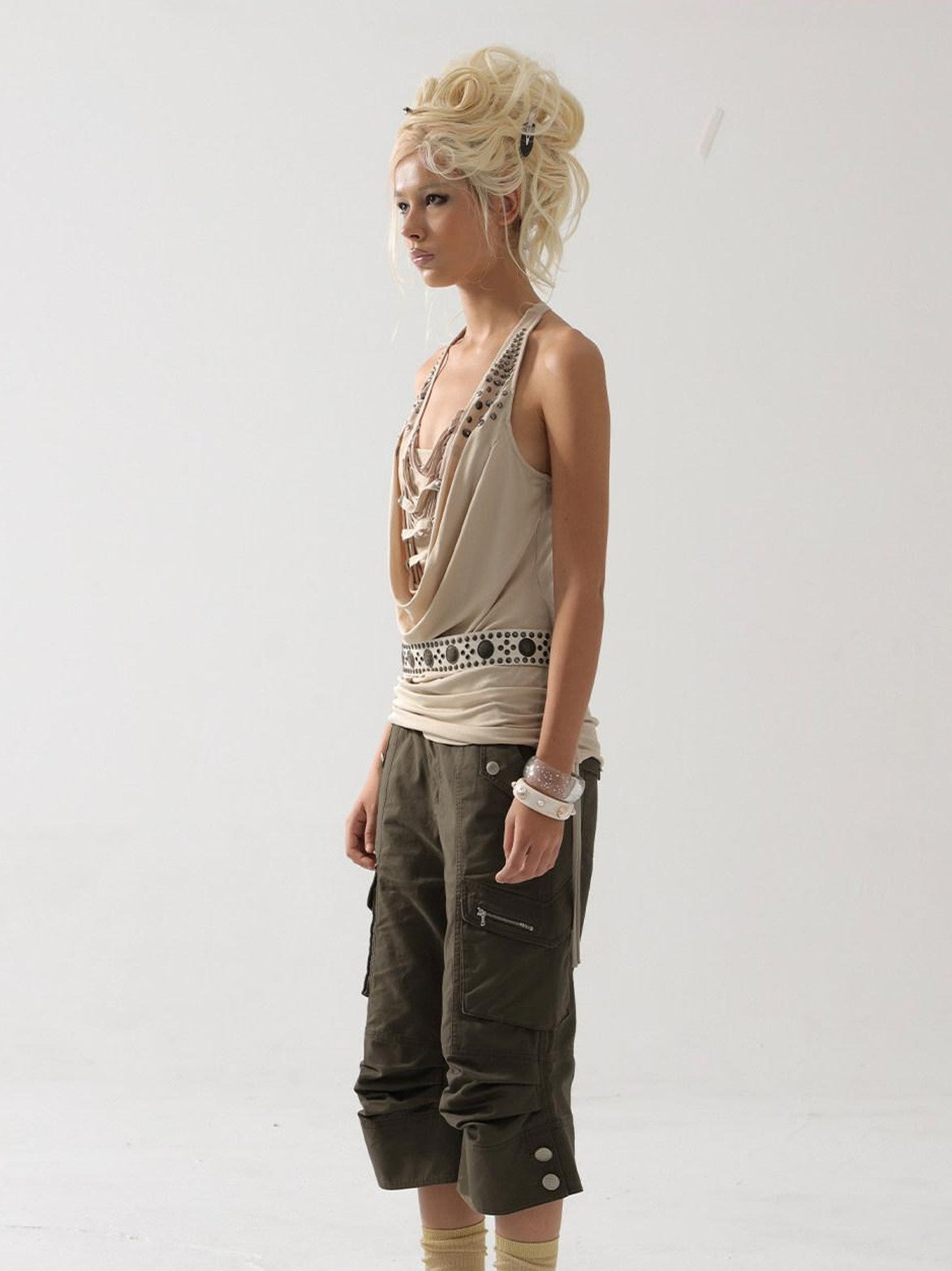 DoublePunch Vintage Biker Washed Cargo Women&