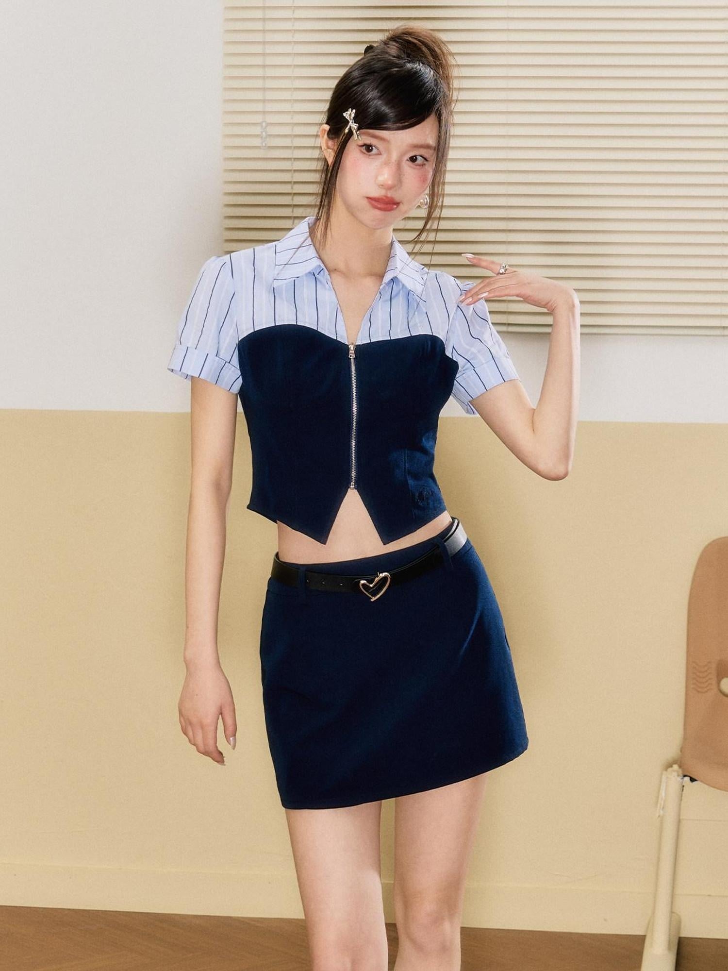 7Shiftin Soft Pu Black Minimalist Versatile Young Women Single Loop Waist Belts