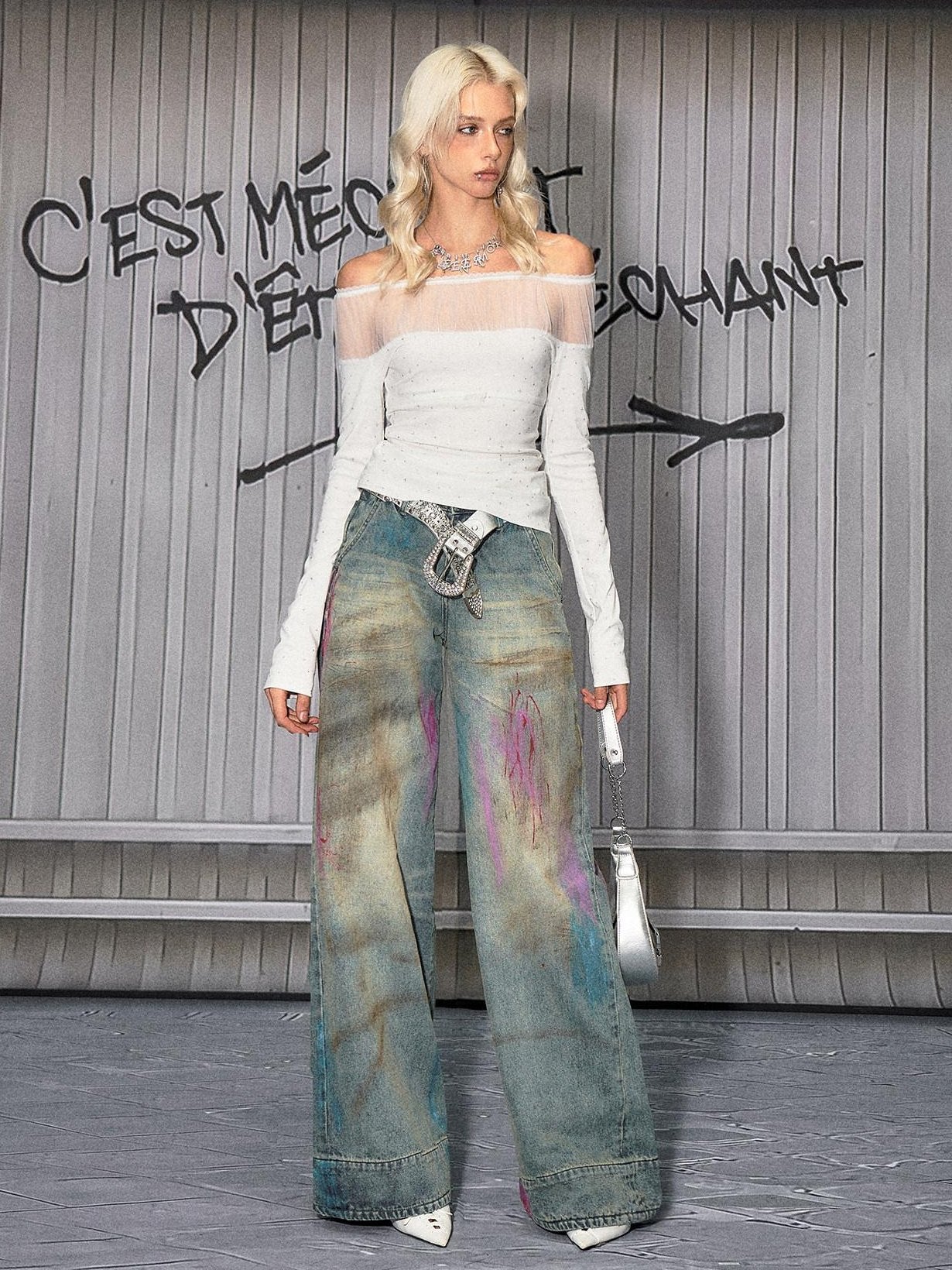 The NeverMore Washed Blue Button Fly Mid Rise Slight Stretch Sexy Straight Leg Jeans