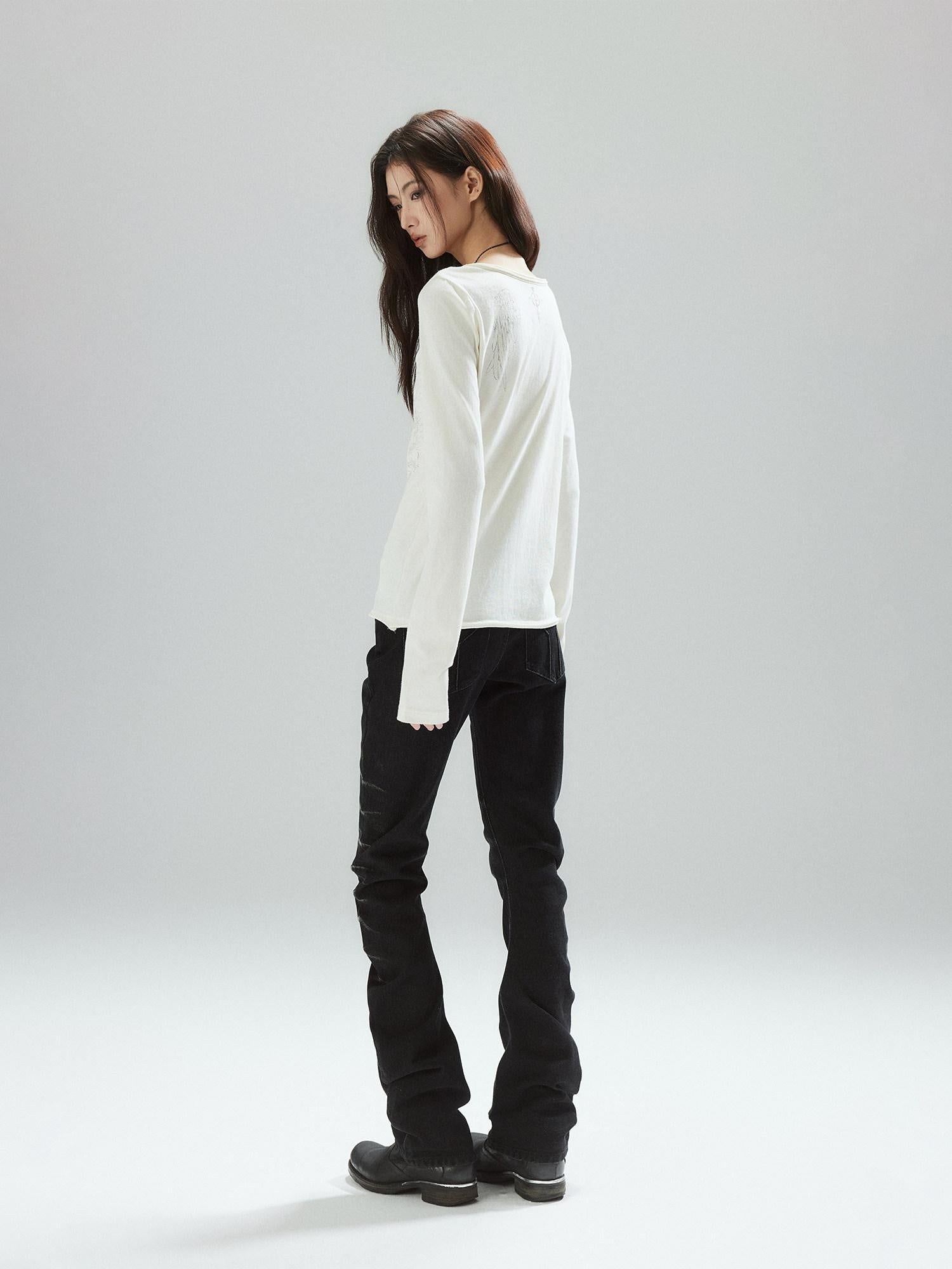 Low pixel Pleated Low Rise Black Micro Stretch Street Slim Everyday Straight Leg Jeans