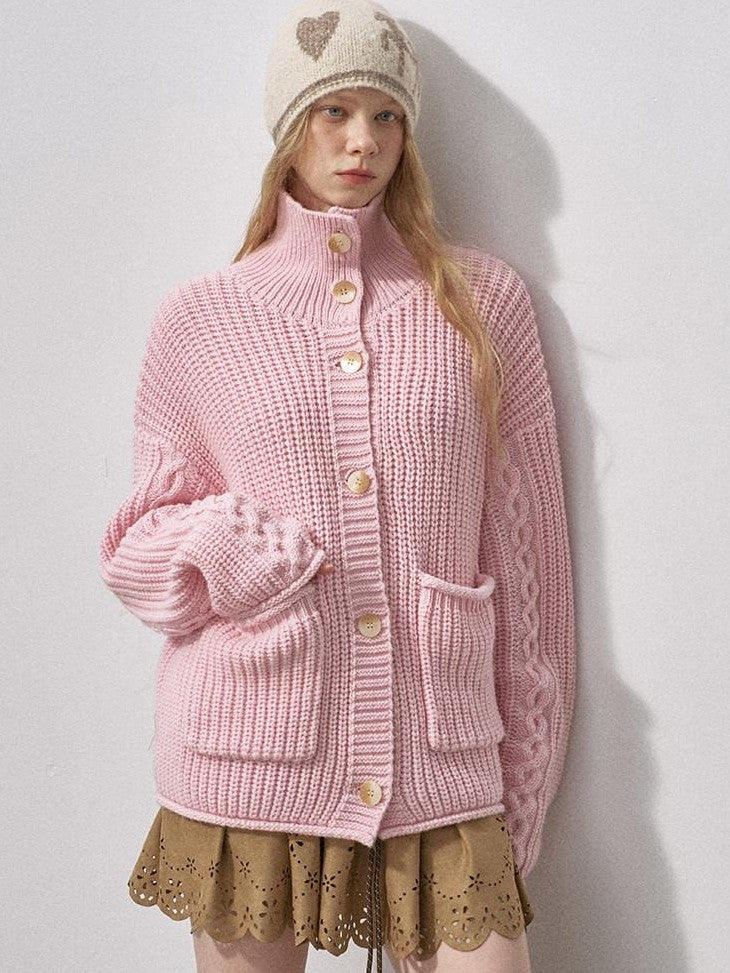 DIDDI MODA Sakura Pink Chunky Cable Knit Women&