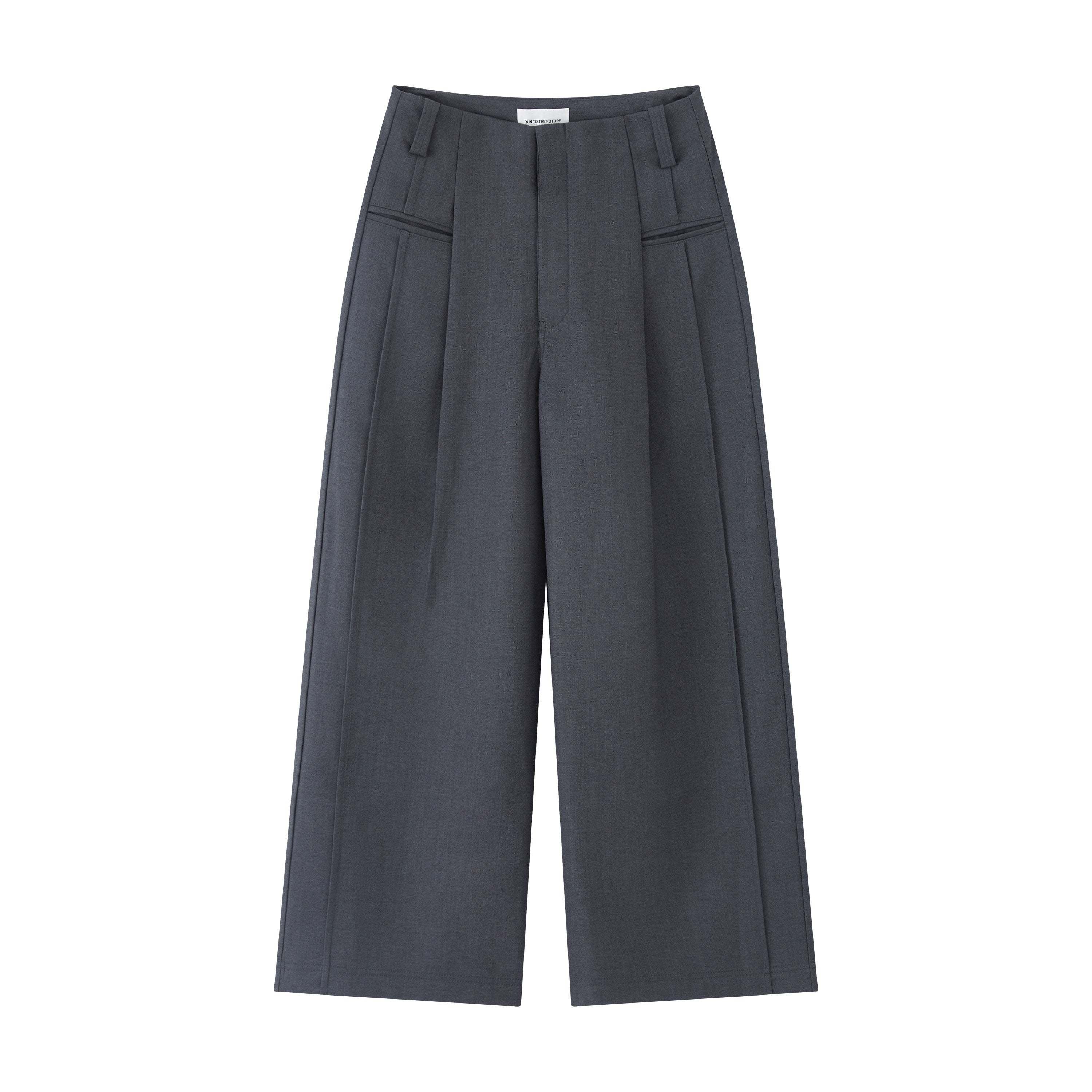 RUN TO THE FUTURE Minimalist Original Low Waist Women High Gray Poly Viscose Wide-Leg Pants