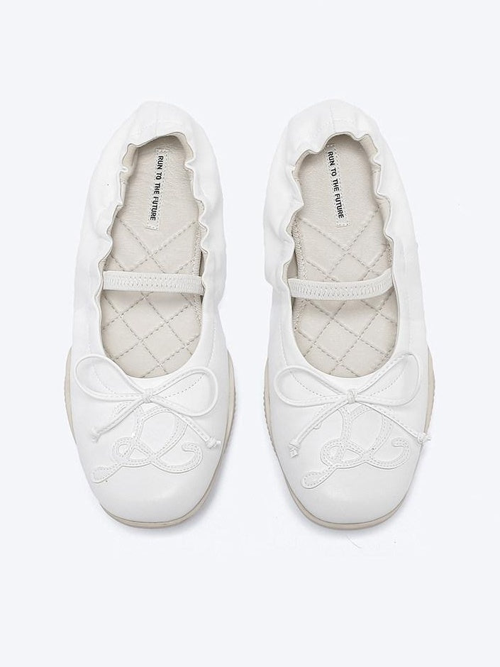 RUN TO THE FUTURE Cushioned Lambskin Casual Round Toe Microfiber Upper Rubber Sole Flats