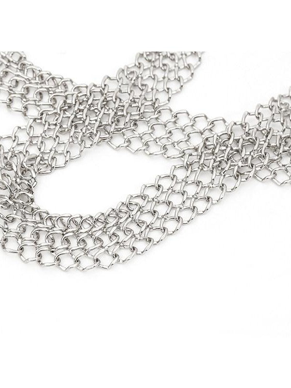 JYOSEI Silver Engraved Hollow Letter Chain Double Ring Women&