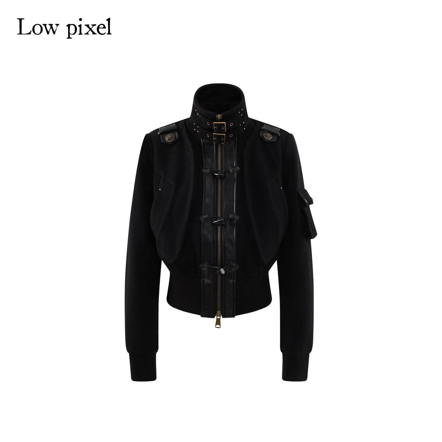 Low_pixel_Thick_Wool_Blend_Slim_Fit_Street_Hippie_Stand_Collar_Black_Cropped_Jackets_MISSTT