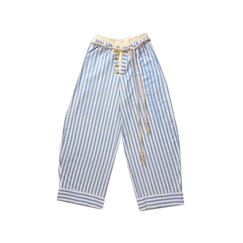 nit alcove Comfort Commuter Striped Pocket Natural Waist Cotton Blend Girls Wide Leg Pants