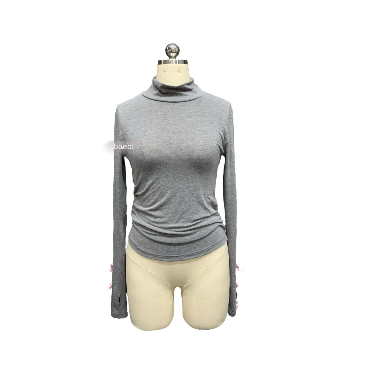bae_bi_Polka_Dot_Bow_High_Neck_Elastic_Cuff_Women&