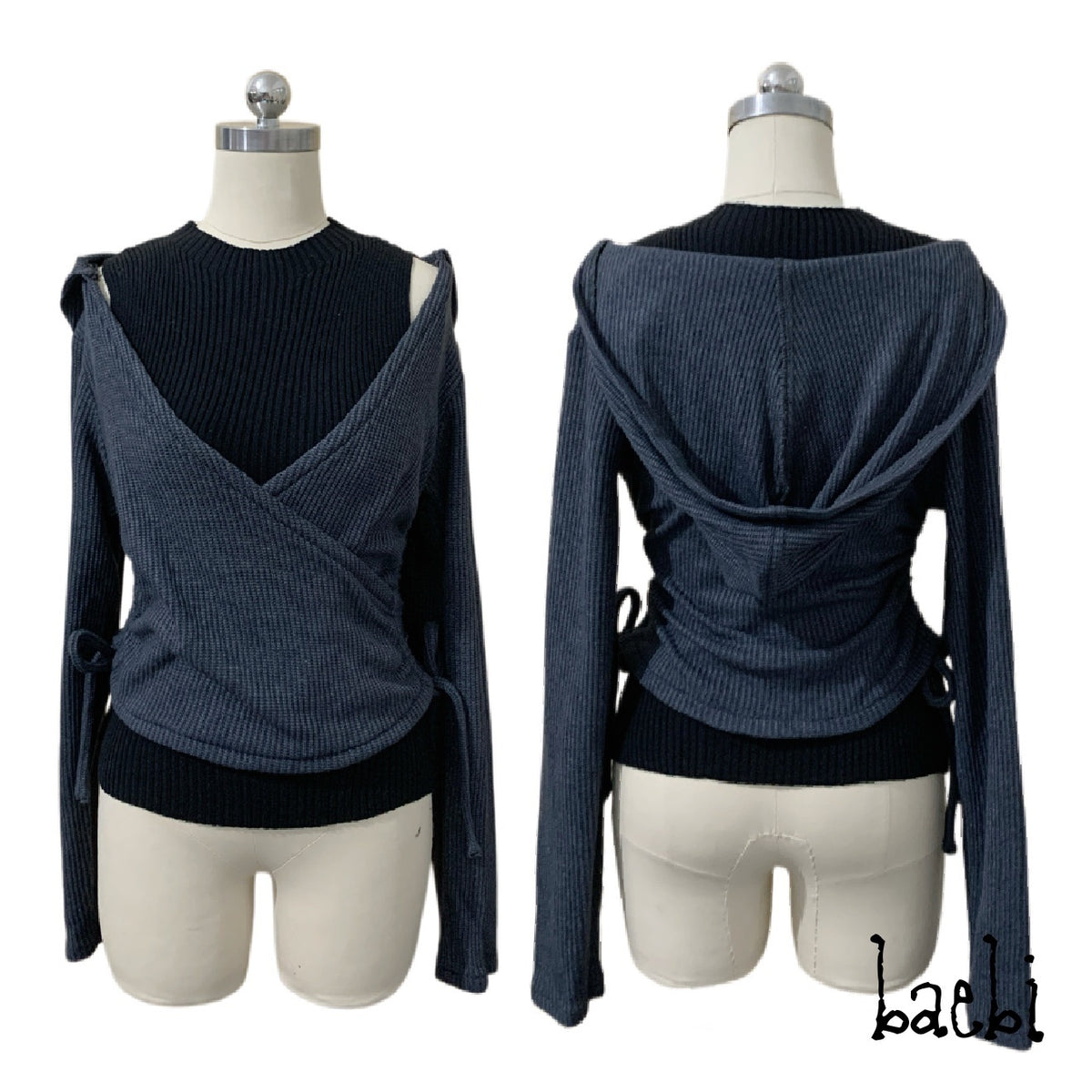 bae_bi_Ribbed_Hooded_Cross_Neck_Wool_Blend_Women&