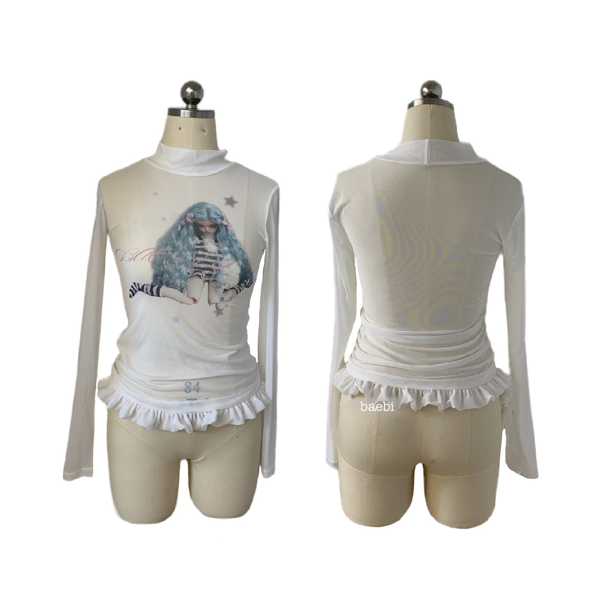 bae_bi_Sheer_Mesh_Star_And_Cross_Print_Women&