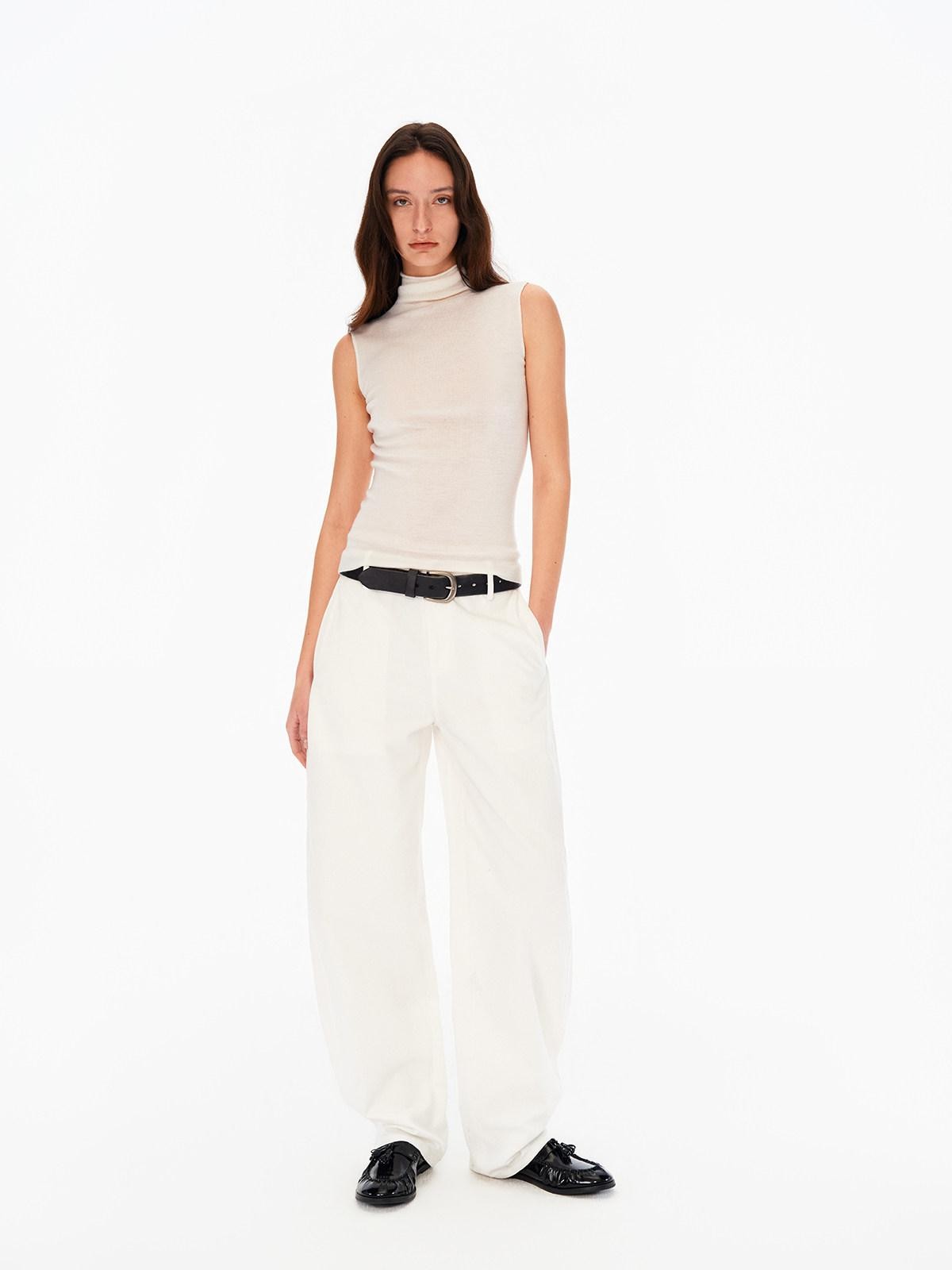 Northbutsouth Light Seamless Tape Trim Mock Neck Side Slimming Women&
