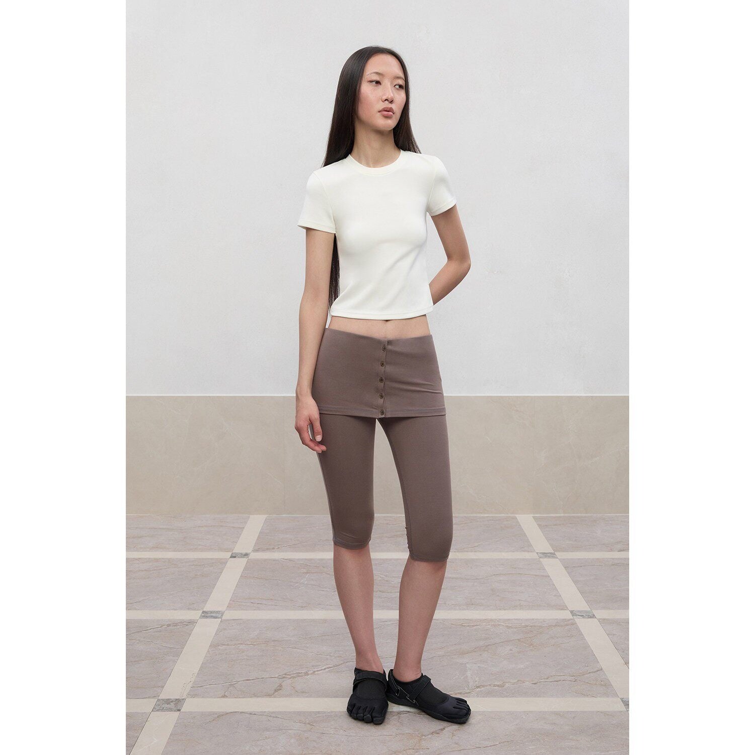 RUN TO THE FUTURE Cooling Modal Casual Slim Fit Crew Neck Short Sleeve Women Crop Tops