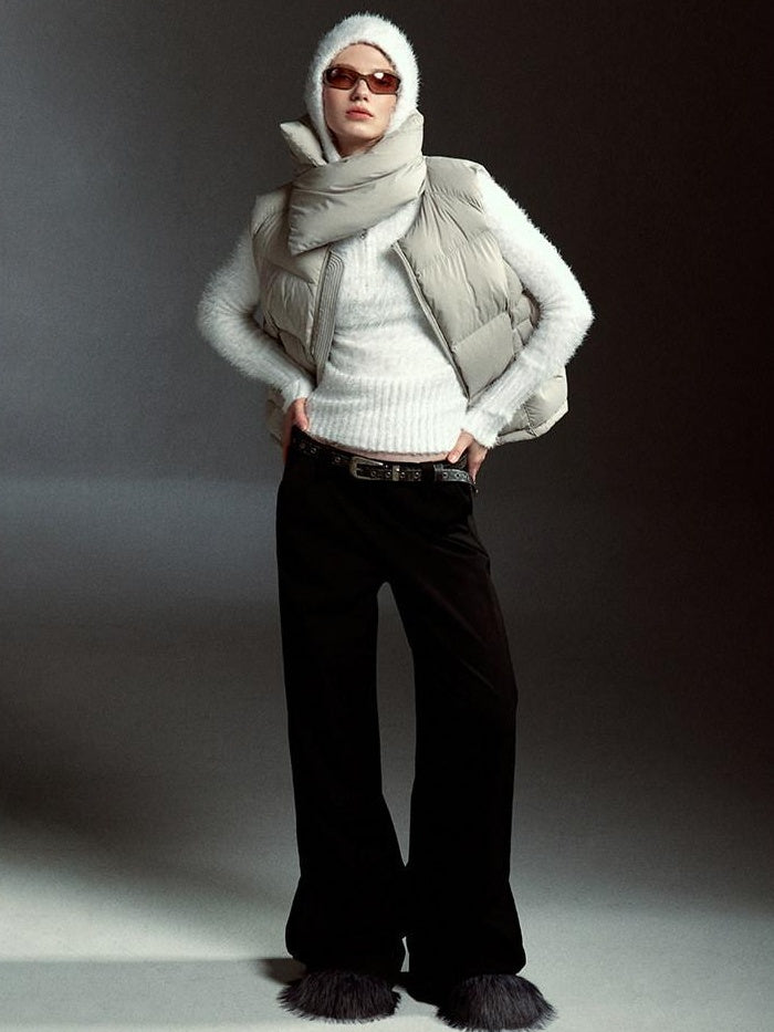 RUN TO THE FUTURE 90 Percent White Down Sleeveless Cropped Straight Korean Women Down Jackets