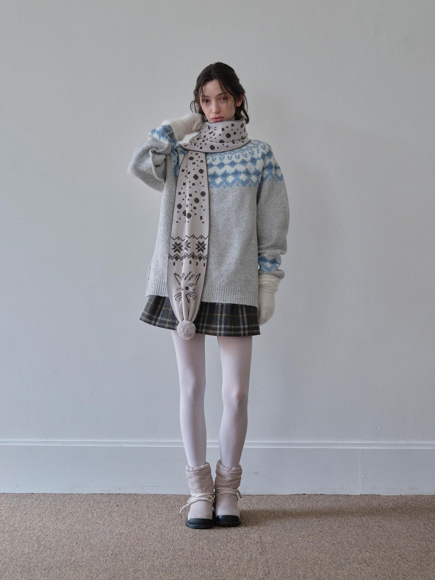DKZ OFFICIAL Nordic Fair Isle Jacquard Oversized Women&
