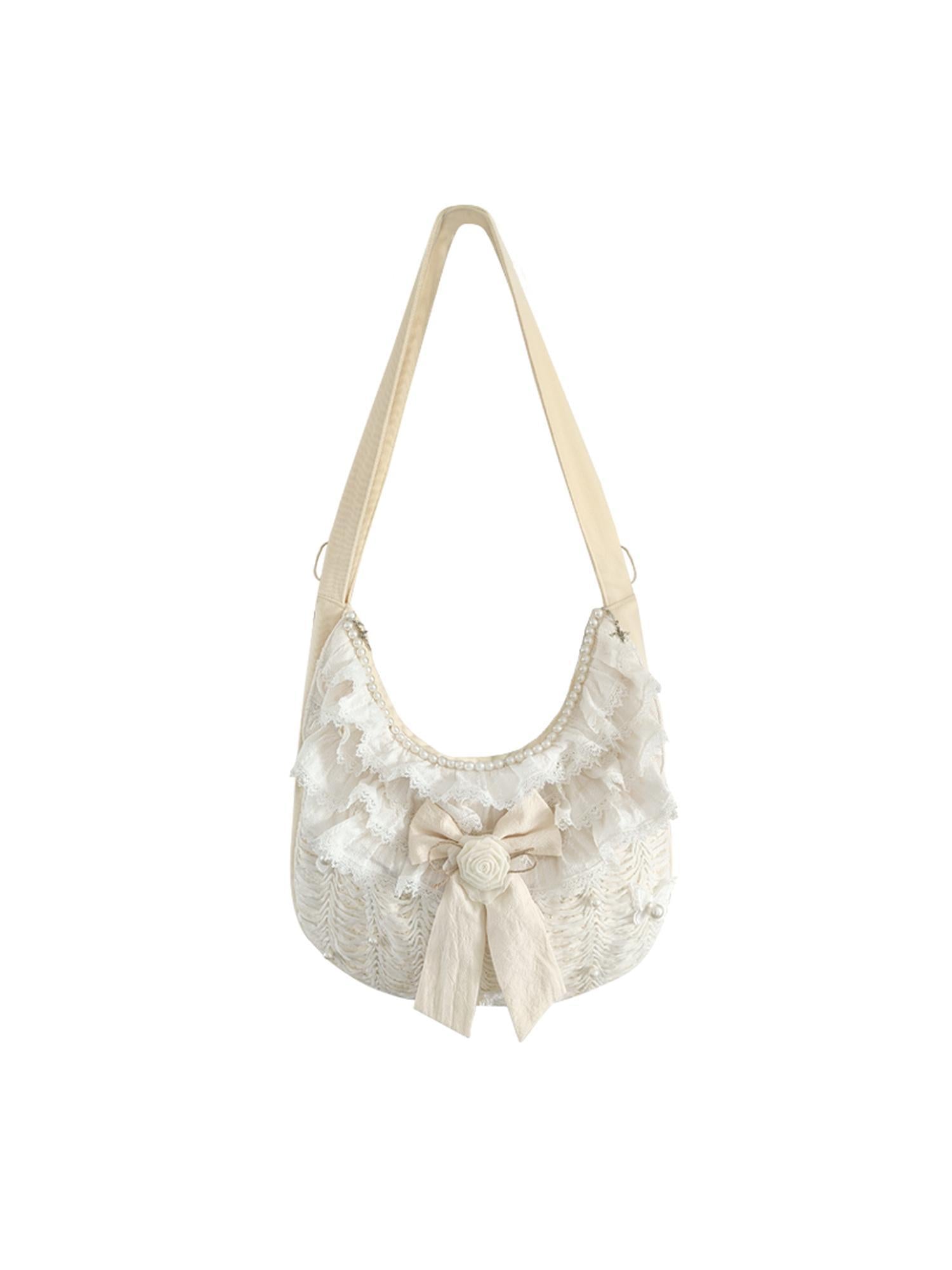 WSW WUSHENWU Ethereal Lace Girl Canvas Crossbody Bag One Size