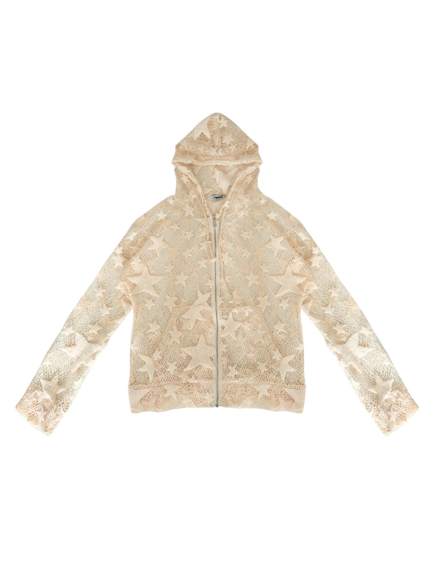 WSW WUSHENWU Mesh Hooded Sporty Open Front Jacket With Multi Functional Cut