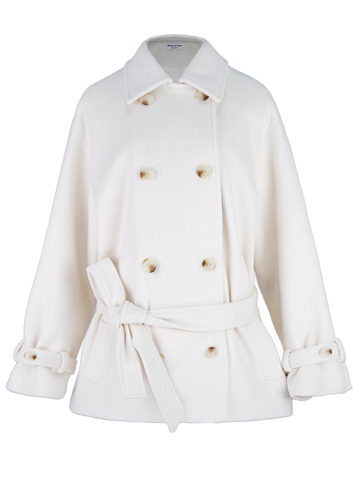 Black Detachable Faux Fur Cape Shoulder Coat Jacket
