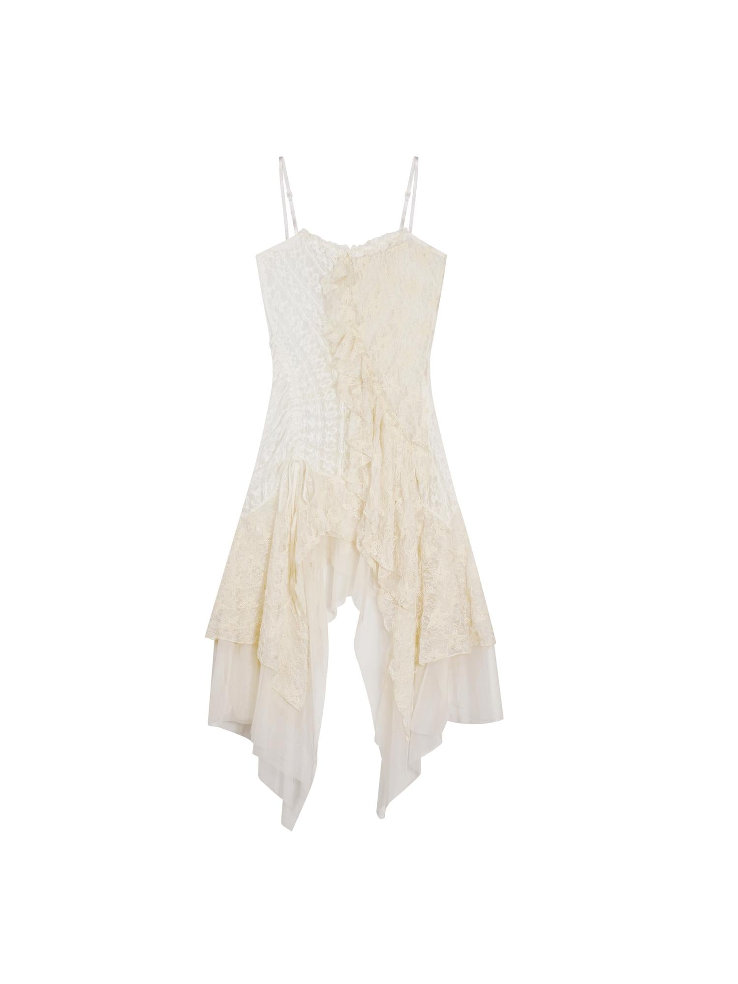 Cest Nous Lace Mesh Slit Dress With Starfish Trim