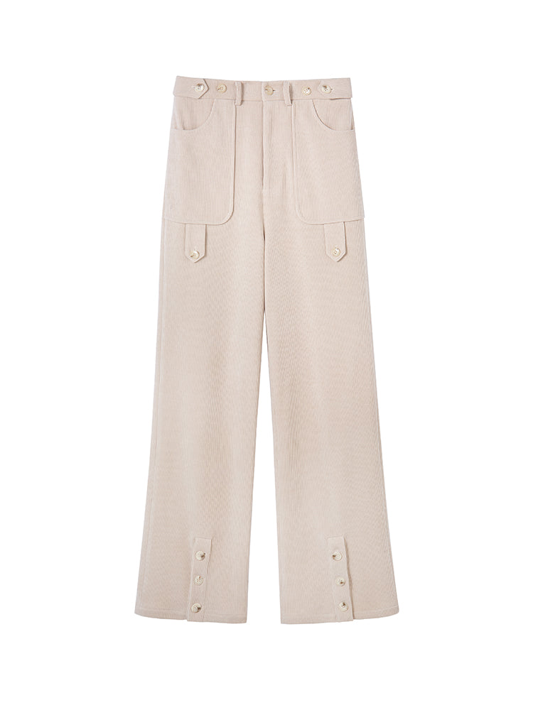 DIDDI MODA Comfy Corduroy High Waisted Straight Pants