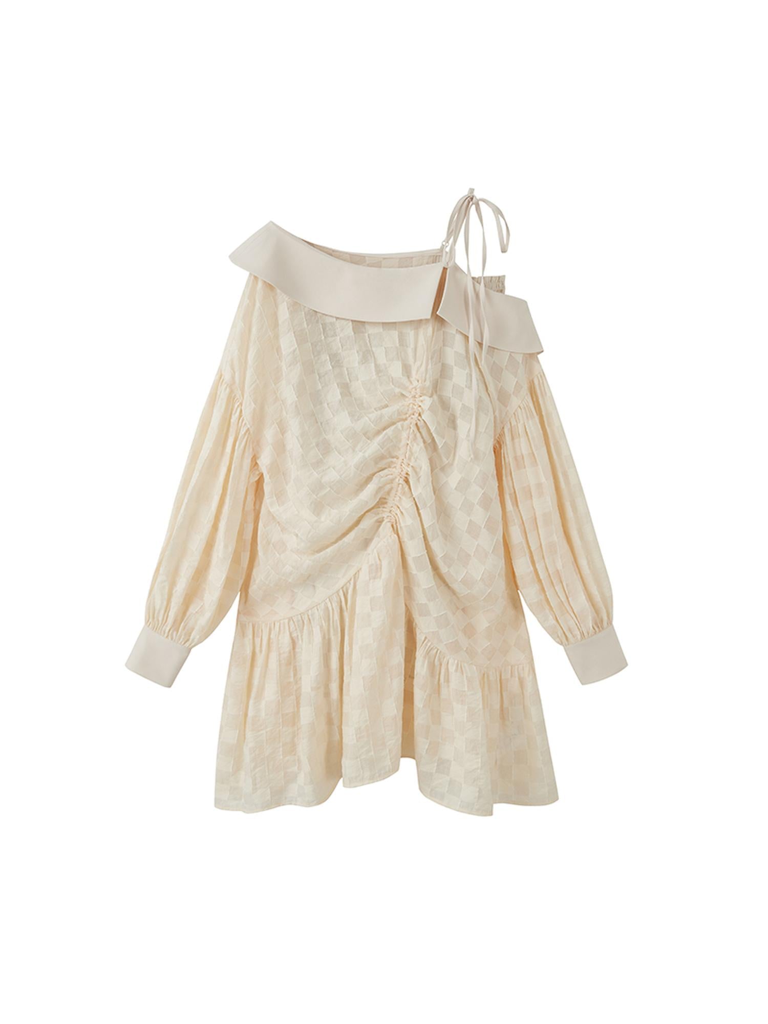 DIDDI MODA Asymmetrical Loose Checkered Mini Dress