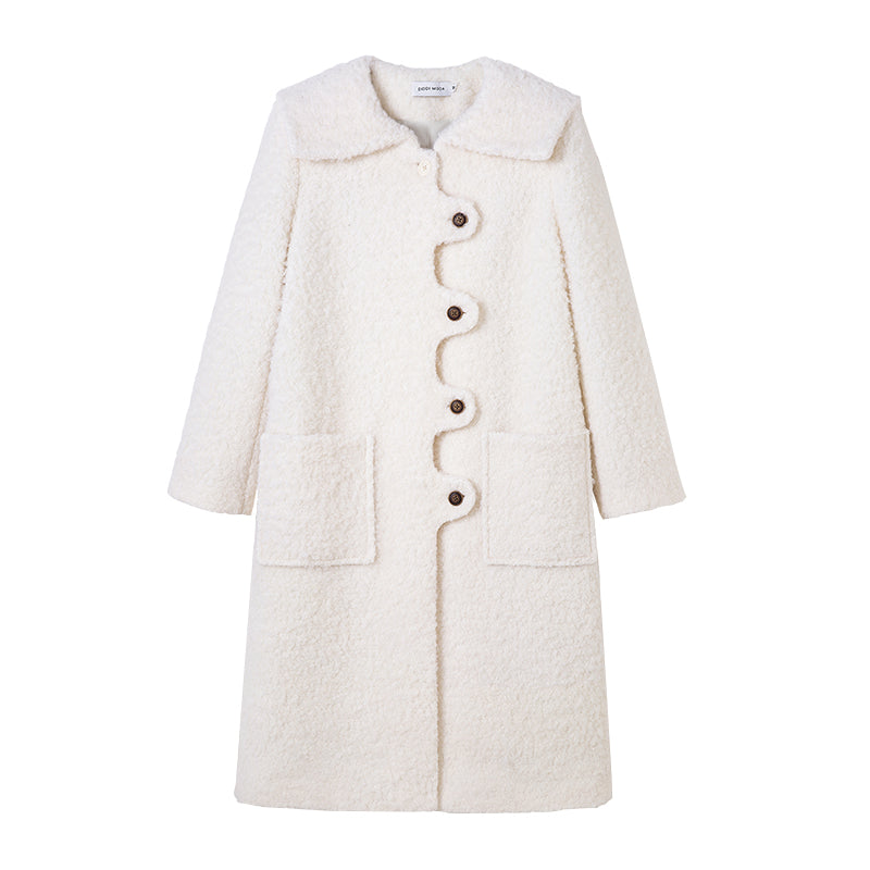 DIDDI MODA Wavy Edge Cream Wool Coat