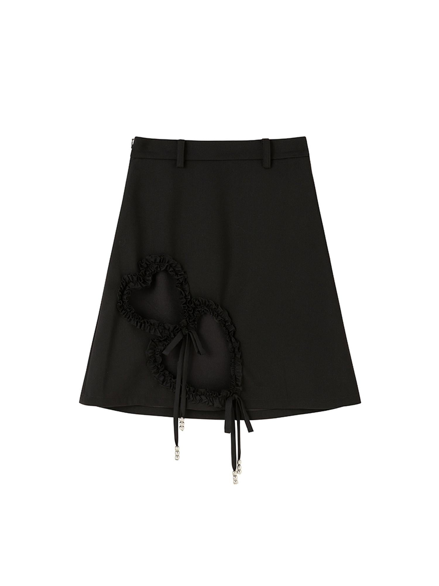 DIDDI MODA Lace Trimmed Hollow Heart A Line Mini Skirt