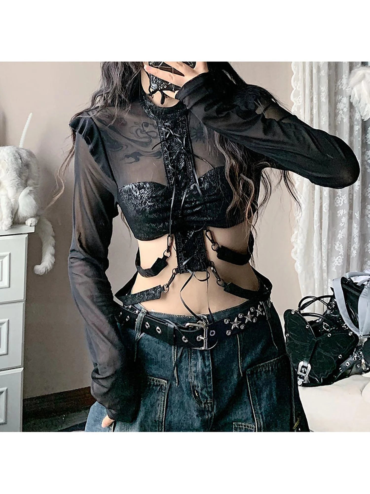 Original Mesh Top Blouses