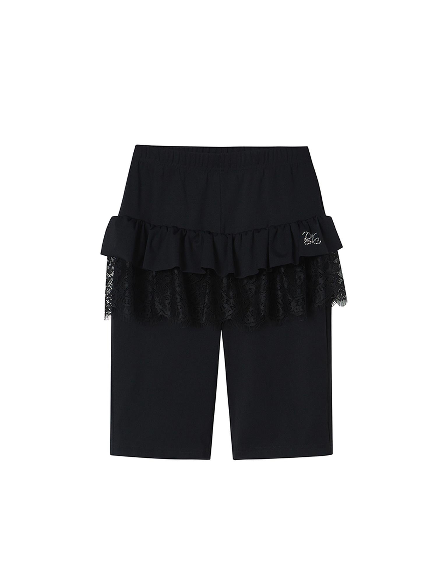 DIDDI MODA Ballet Inspired Rhinestone Lace Yoga Shorts