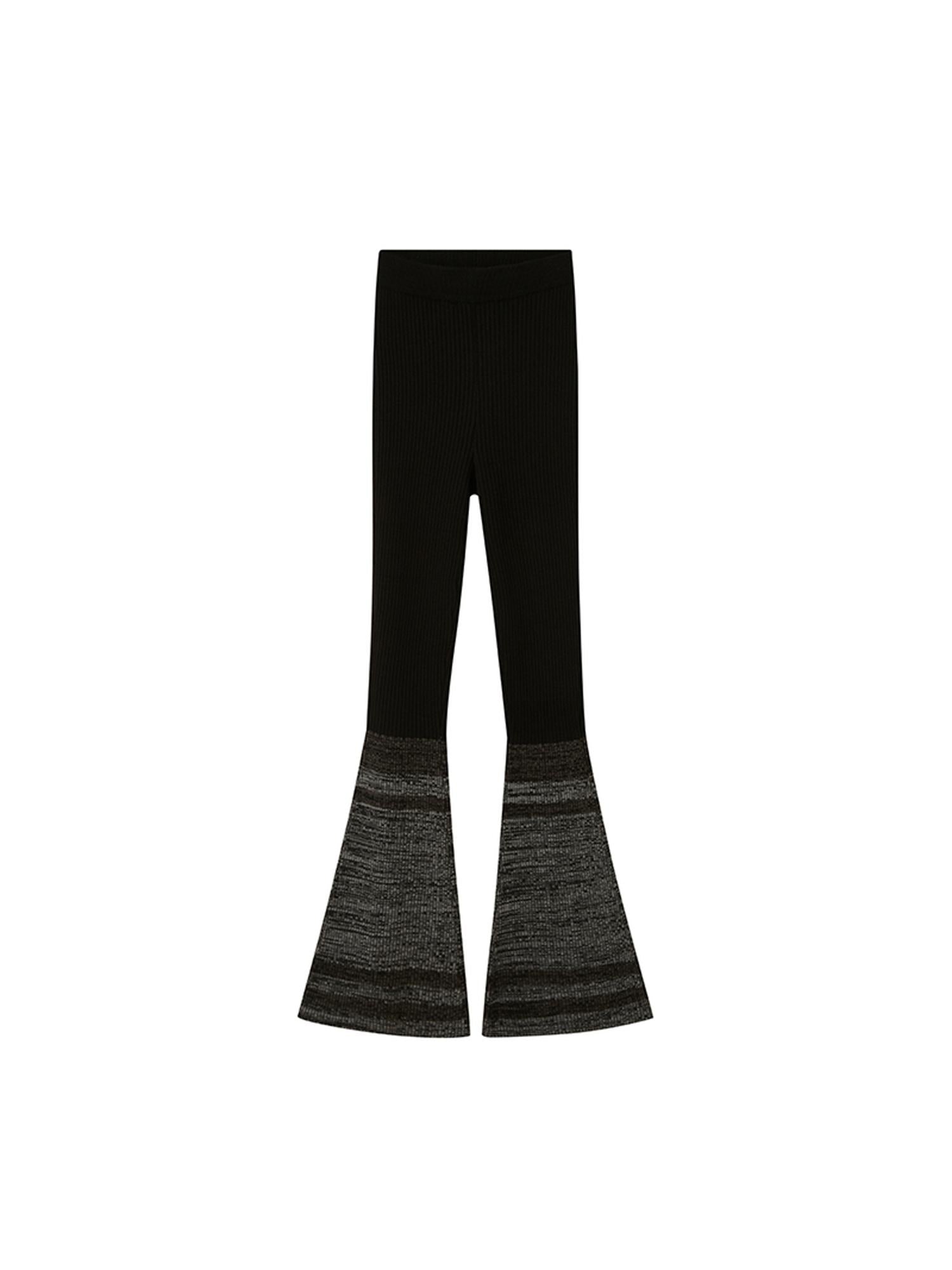 DIDDI MODA Black Grey Knit Flare Pants With Contrast Panels