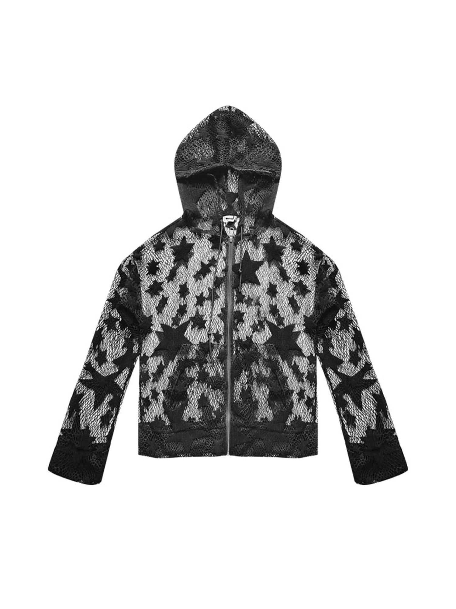 WSW WUSHENWU Nirvana Mesh Hooded Sweatshirt Unisex Cropped Jacket Style