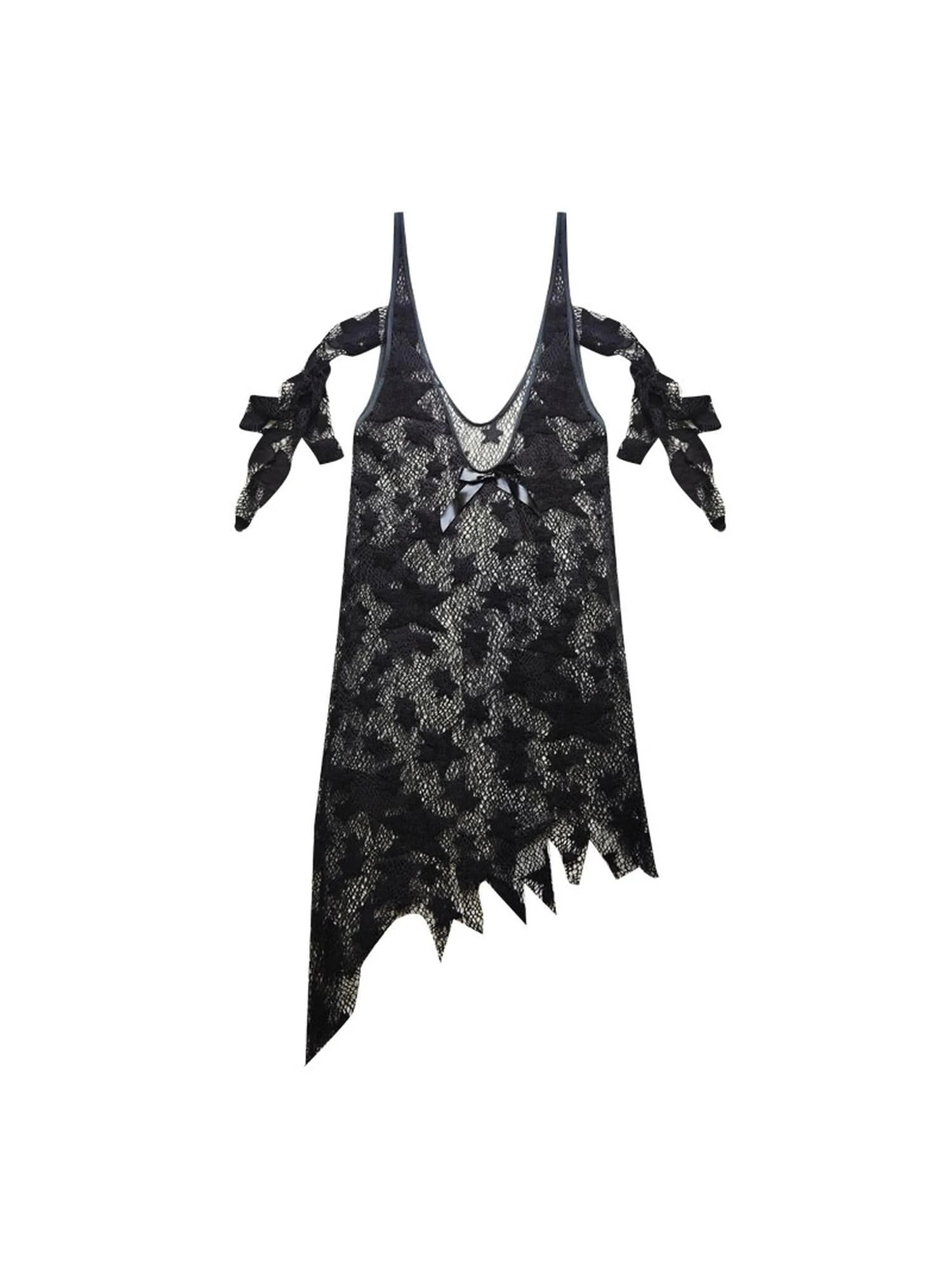 Silver Lang Ruins Strapless Maxi Dress With Star Mesh Top