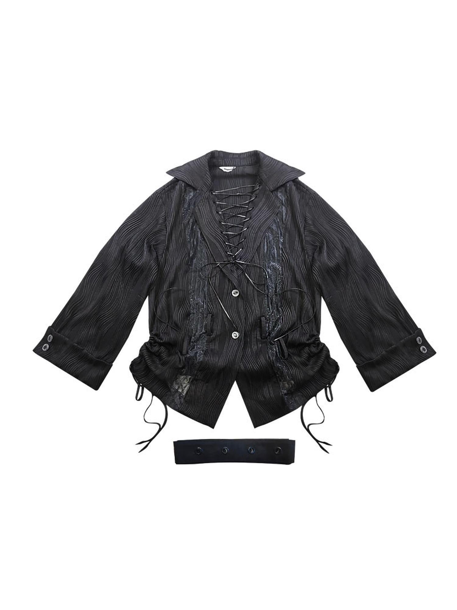 WSW WUSHENWU Rose Gun Hand Textured Lace Shirt Feminine Edgy