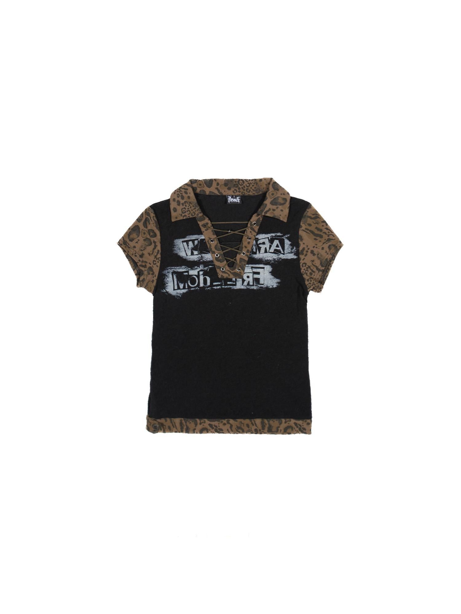 ARIADNAw Punk Rock Polo Tee Ariadnaw Print Summer Streetwear