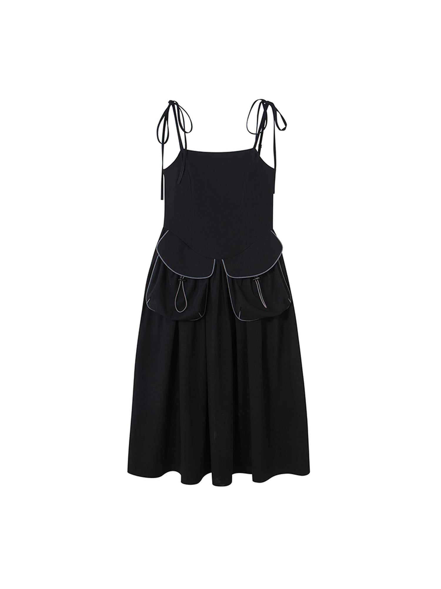 DIDDI MODA Strappy Utility Dress With Adjustable Ties Patch Pockets