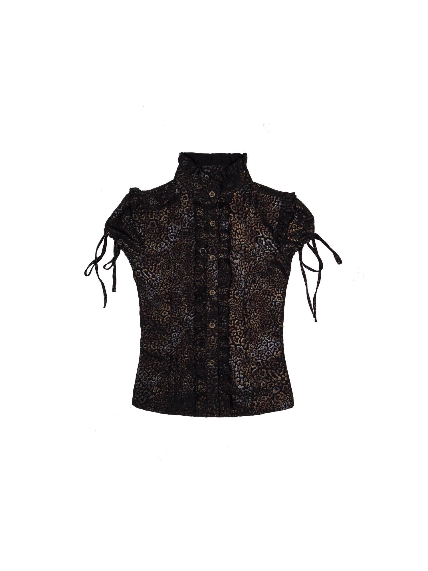 ARIADNAw Ariana Slim Leopard Print Punk Shirt