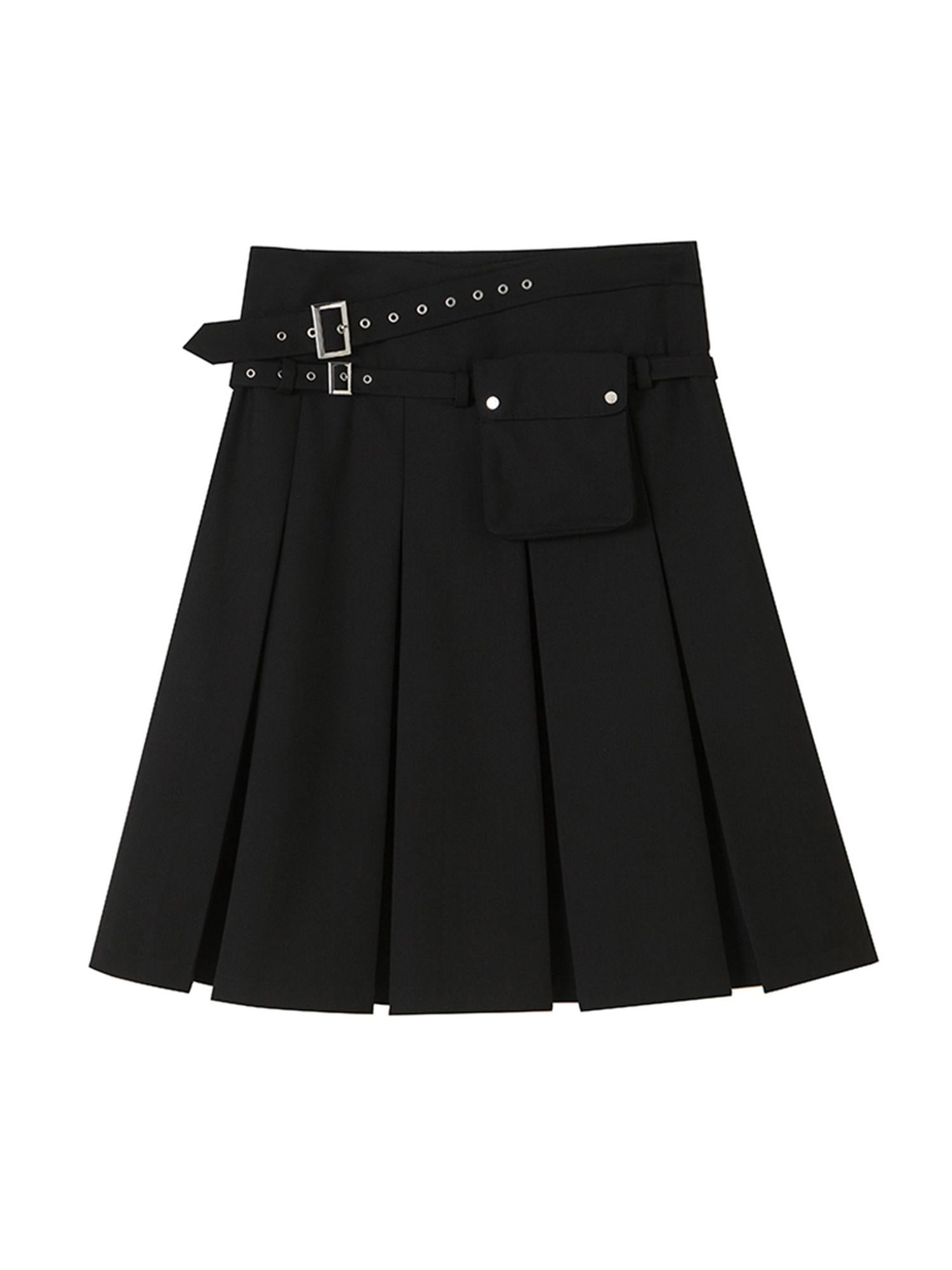 DIDDI MODA Classic Varsity Pleated Skirt With Dual Belts