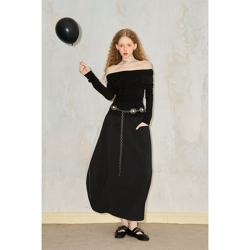 DIDDI MODA Butterfly Cutout Bow Off Shoulder Top