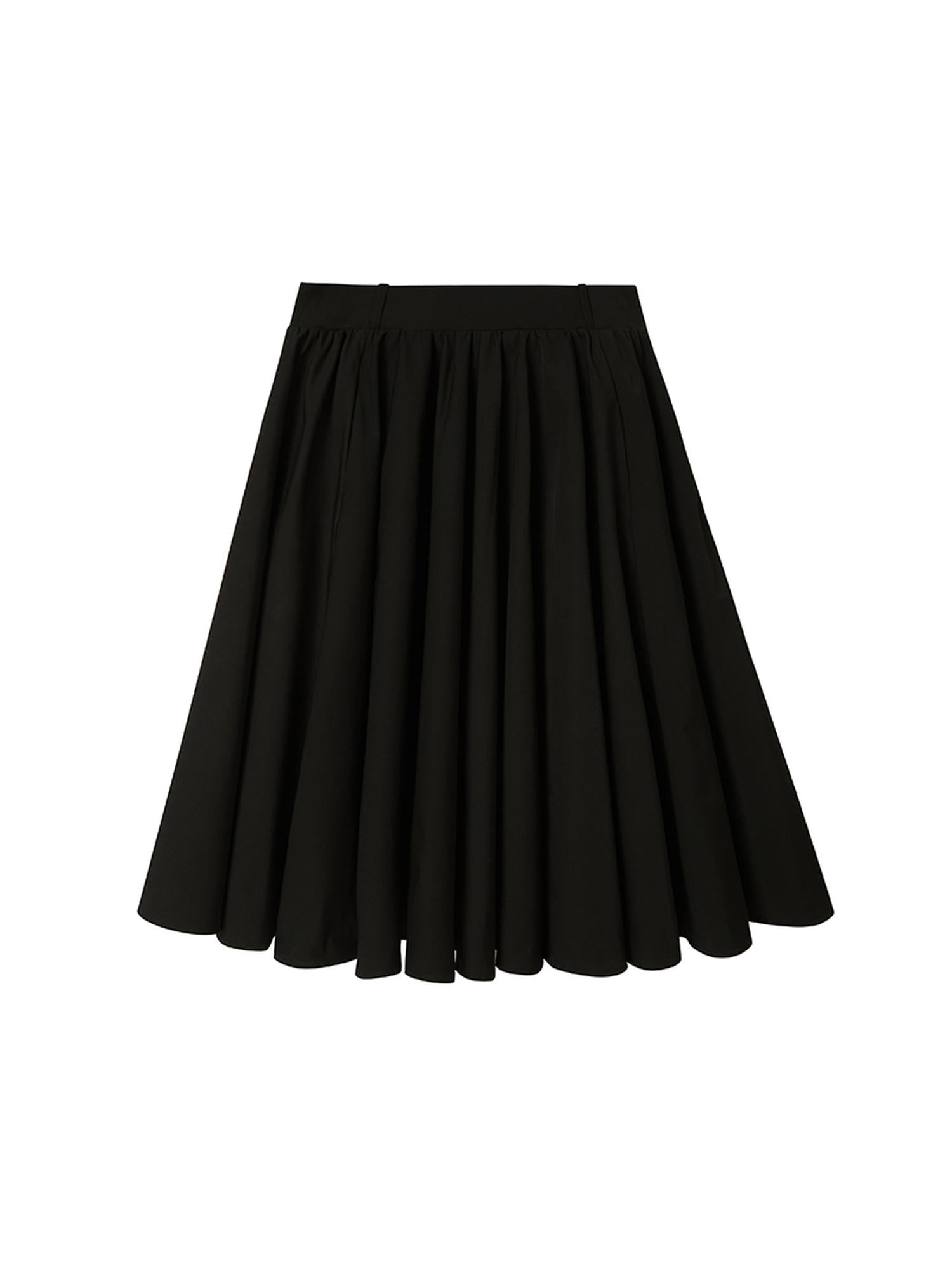 DIDDI MODA Pleated Midi Skirt With Flared Hem Romantic Versatile A Line