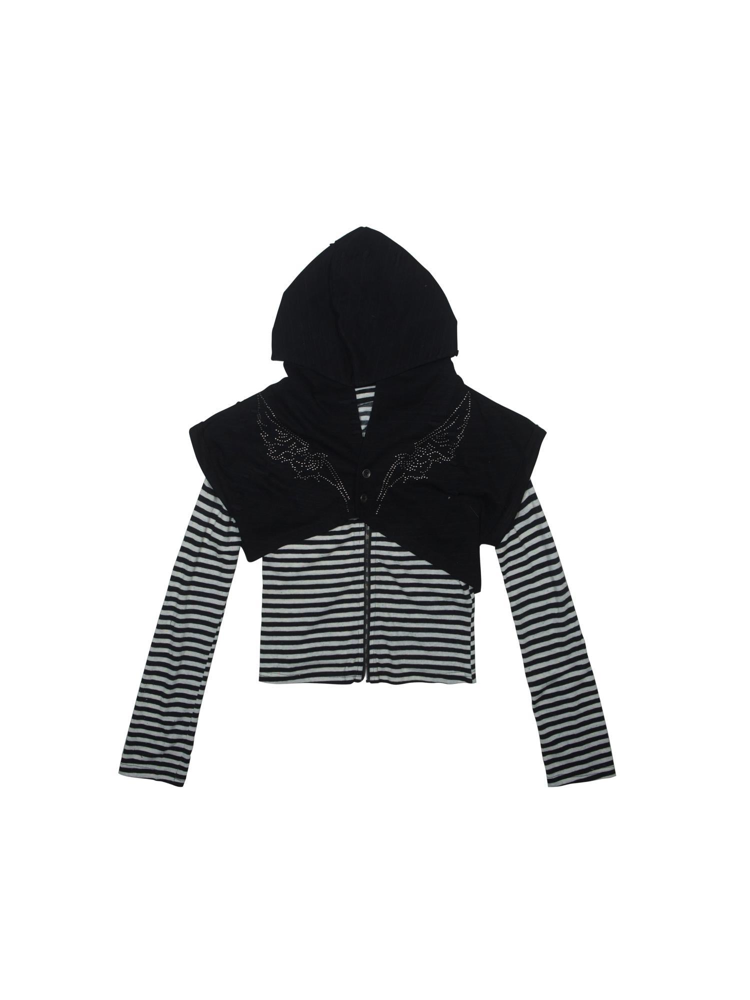 ARIADNAw Ariadna Winged Diamond Punk Hooded Streetwear Jacket